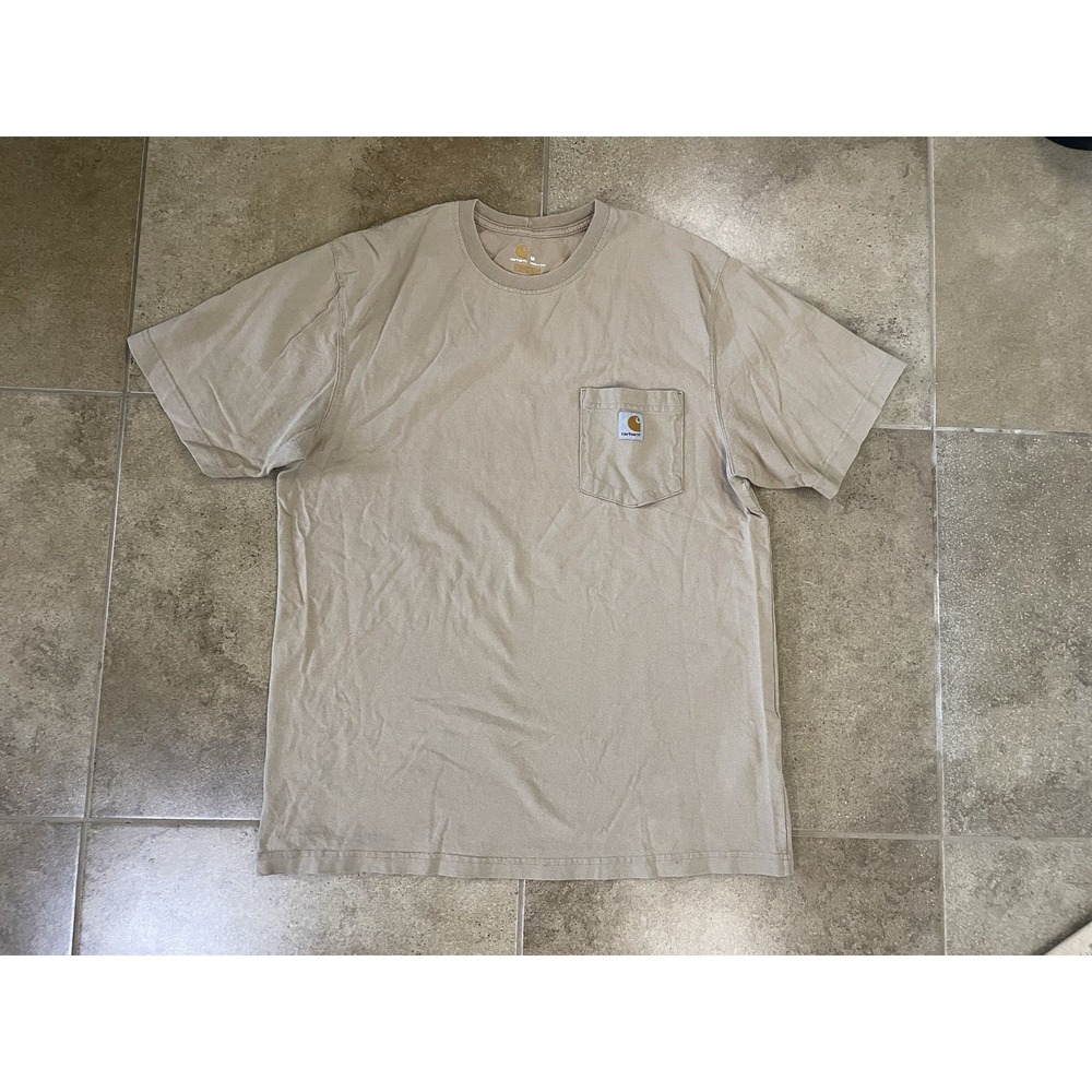 Carhartt Mens Sz M Loose Fit Pocket T-Shirt Desert Tan Services Graphic